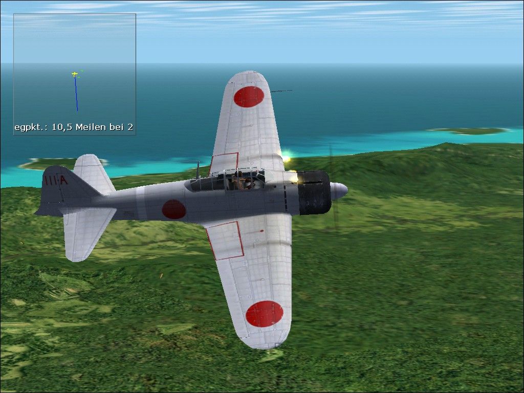 Microsoft Combat Flight Simulator 2: WW II Pacific Theater (Windows) screenshot: External view (Zero)