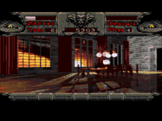 Bram Stoker's Dracula (SEGA CD) screenshot: Levels are broken into rooms, each with their own transition and animated camera intro.