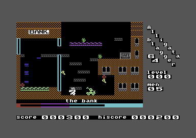 Blagger (Commodore 64) screenshot: Watch out for the cart, Blagger