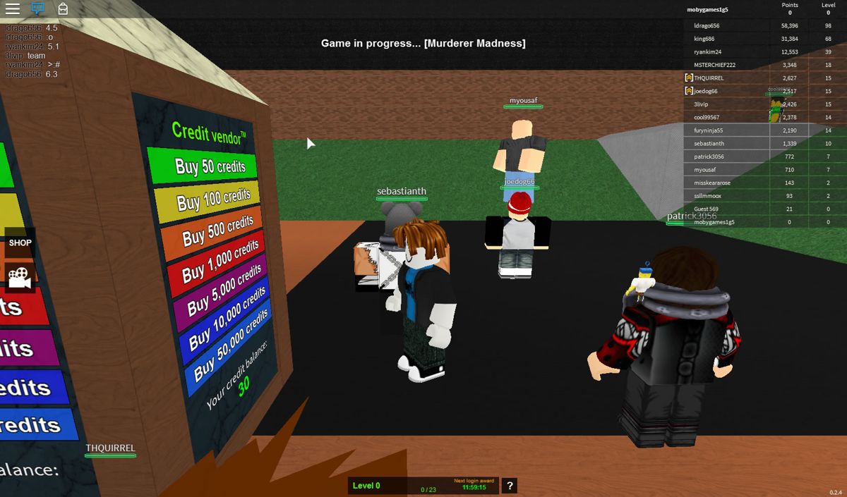 Roblox (Windows) screenshot: The game <i>Murder Madness</i>.