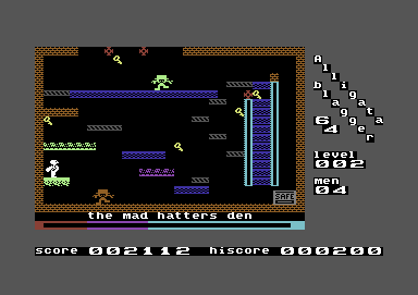 Blagger (Commodore 64) screenshot: Level 2: The Mad Hatter's Den