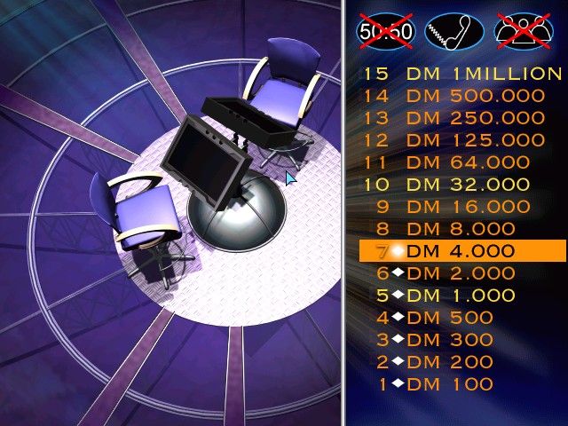 Who Wants to Be a Millionaire (Windows) screenshot: I got 4000 DM - still a long way to the top (German edition)