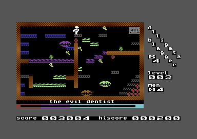Blagger (Commodore 64) screenshot: Level 3: The evil dentist