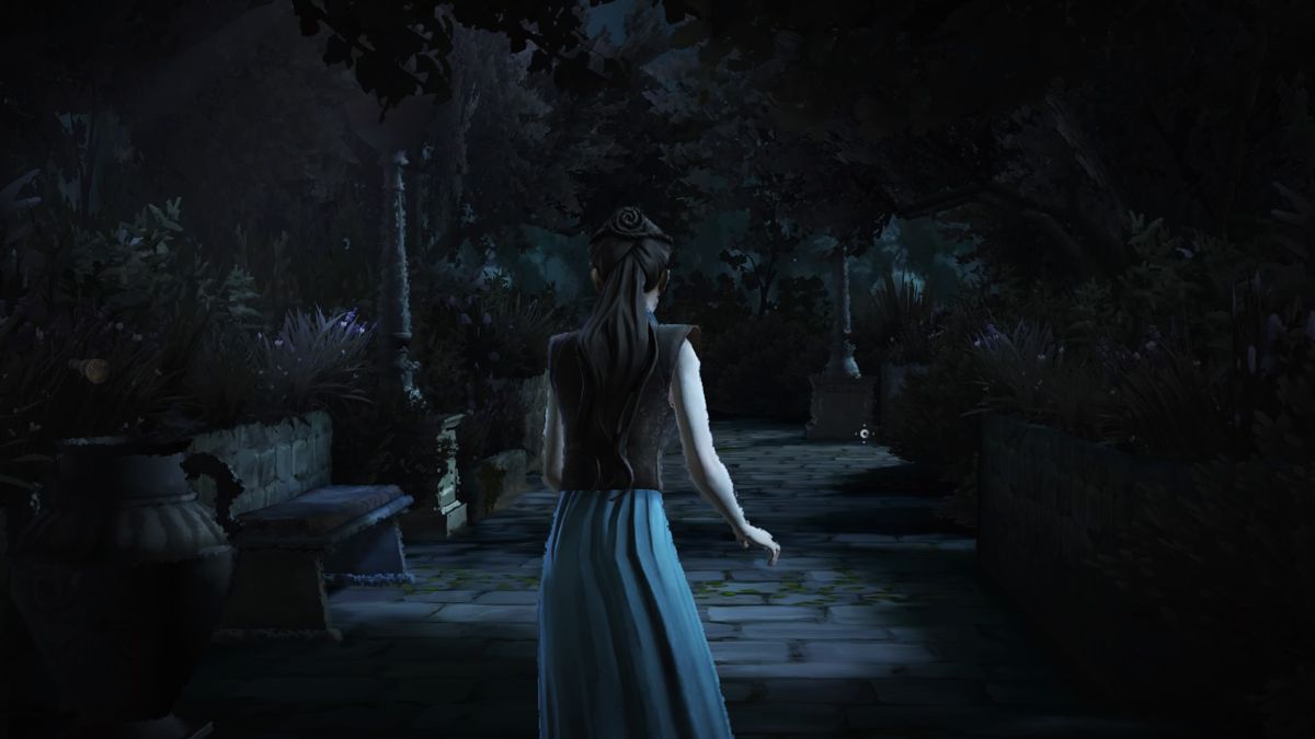 Game of Thrones: Episode Two of Six - The Lost Lords (PlayStation 4) screenshot: Sneaking through the gardens at night