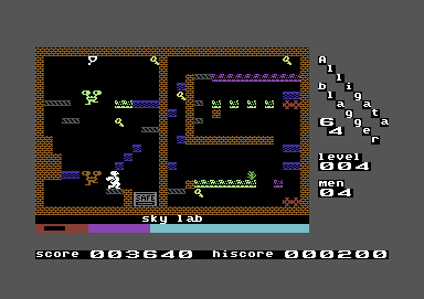 Blagger (Commodore 64) screenshot: Blagger, you are about to run out of time
