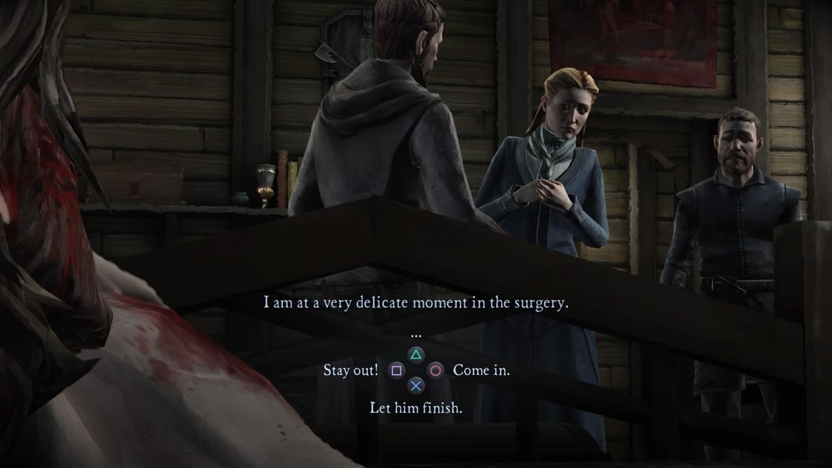 Game of Thrones: Episode Two of Six - The Lost Lords (PlayStation 4) screenshot: In the middle of a surgery, if you could call it that way