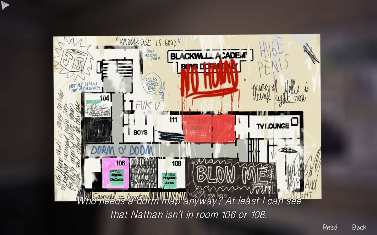 Life Is Strange: Season Pass - Episodes 2-5 (Windows) screenshot: <i>Episode 4</i>: the map of the boys' dormitory
