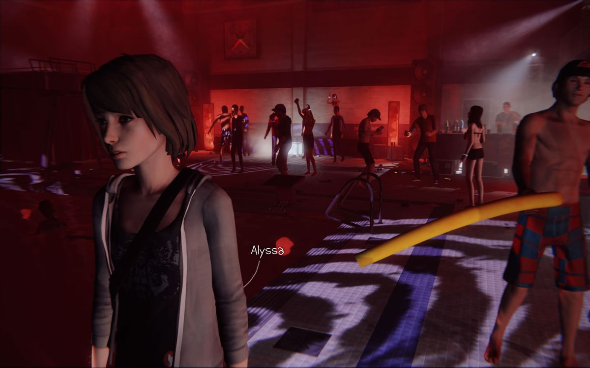 Life Is Strange: Season Pass - Episodes 2-5 (Windows) screenshot: <i>Episode 4</i>: everybody's dancing, in and out of the pool.