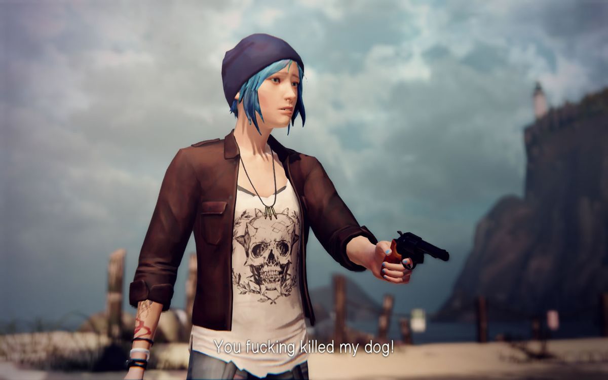 Life Is Strange: Season Pass - Episodes 2-5 (Windows) screenshot: <i>Episode 4</i>: Chloe and guns is never a good match.
