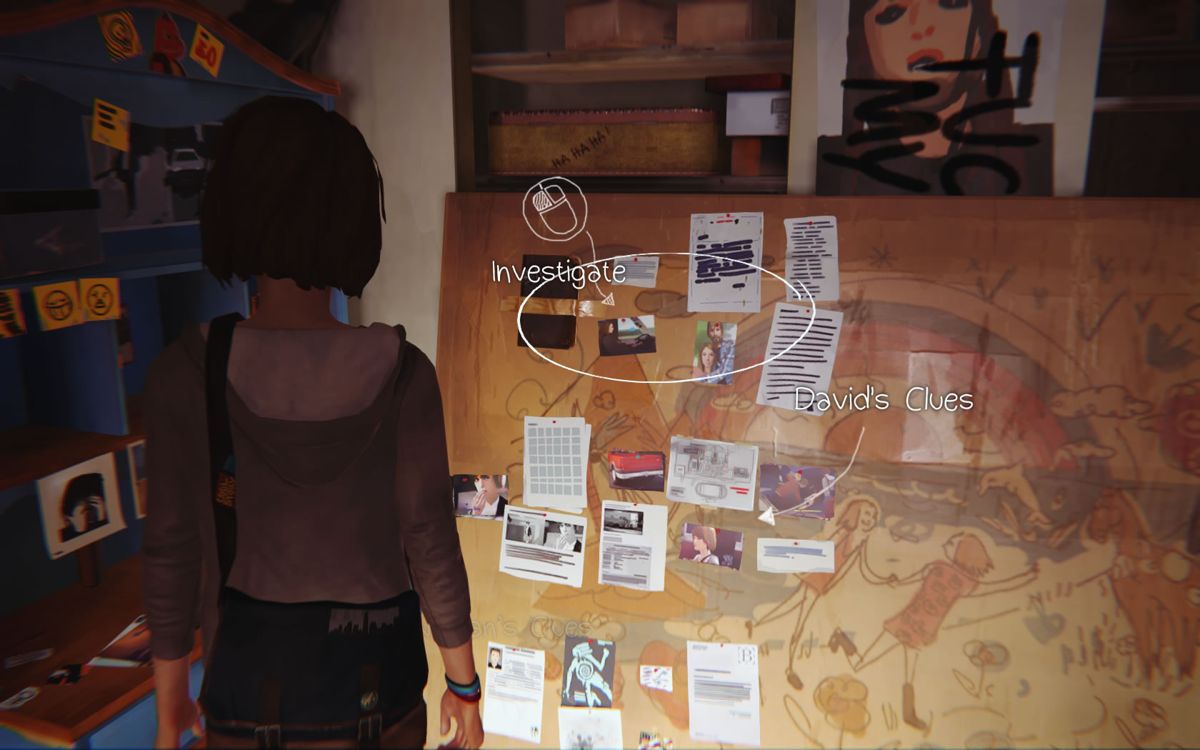 Life Is Strange: Season Pass - Episodes 2-5 (Windows) screenshot: <i>Episode 4</i>: this is a complex puzzle where many different clues need to be pieced together.
