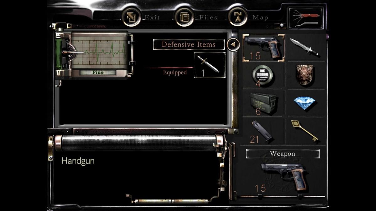 Resident Evil (PlayStation 4) screenshot: Inventory