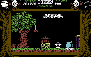 Dizzy: The Ultimate Cartoon Adventure (Commodore 64) screenshot: Starting location