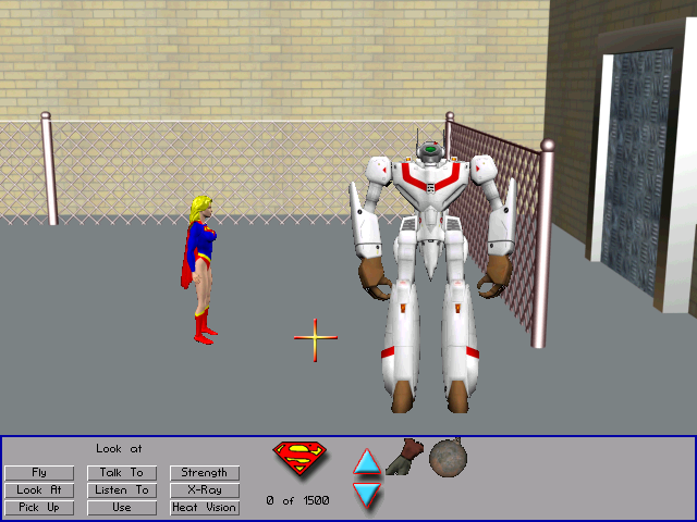 Supergirl in We don't need another Hero (Windows) screenshot: A giant guard robot