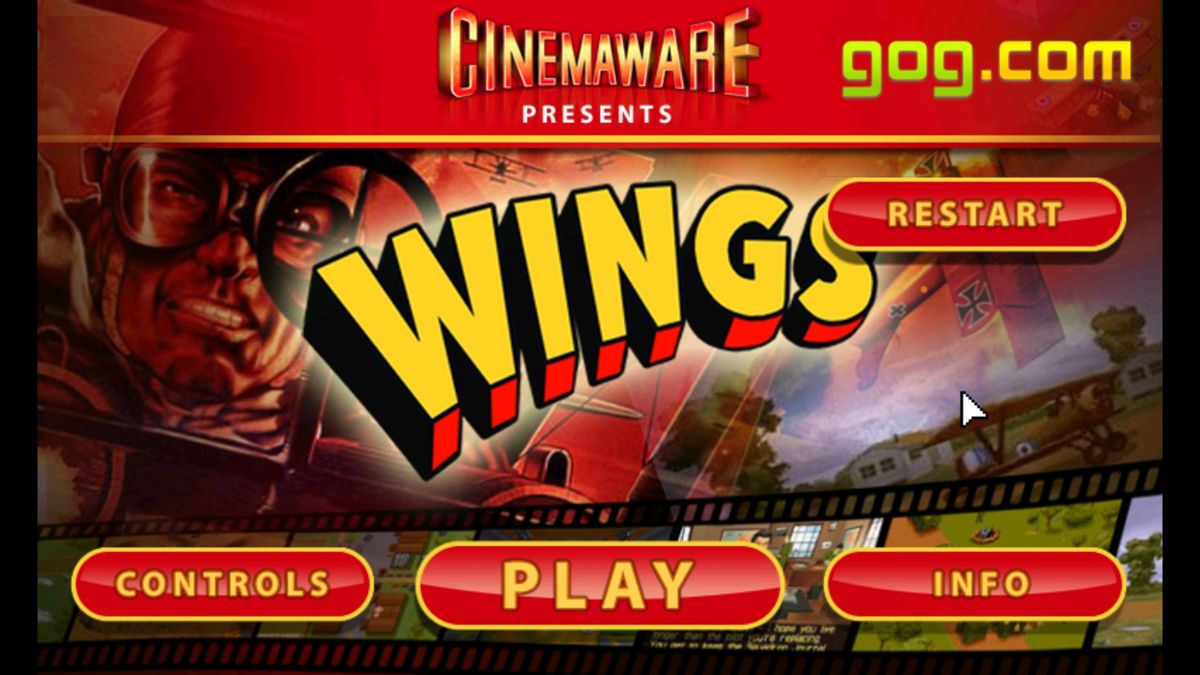 Wings (Windows) screenshot: Start screen (GOG version)