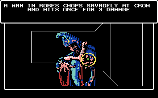 Wizardry V: Heart of the Maelstrom (Commodore 64) screenshot: I've been hit for 3 damage!