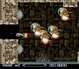 Super R-Type (SNES) screenshot: Large, colorful enemies.