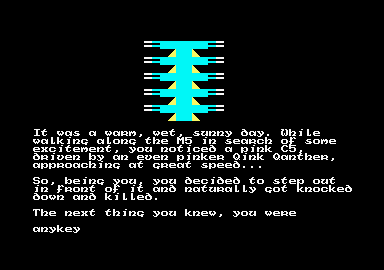 The Quest for the Golden Eggcup (Amstrad CPC) screenshot: The story.