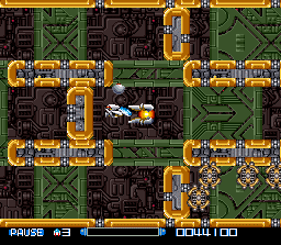 Super R-Type (SNES) screenshot: In this level the terrain changes as you progress.