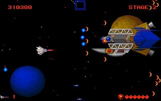 Fox Ranger (DOS) screenshot: Stage 2 end-boss, flaky collision detection, this hit didn't register
