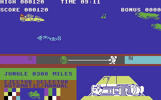 Danger Mouse in Double Trouble (Commodore 64) screenshot: Shooting at enemies