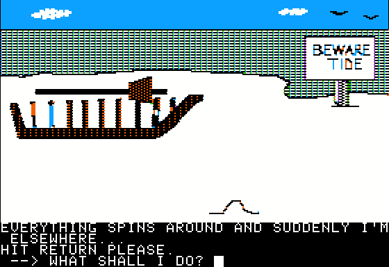 Scott Adams' Graphic Adventure #2: Pirate Adventure (Apple II) screenshot: To the beach...