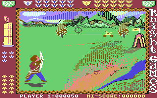 Knight Games (Commodore 64) screenshot: Aim the reticule