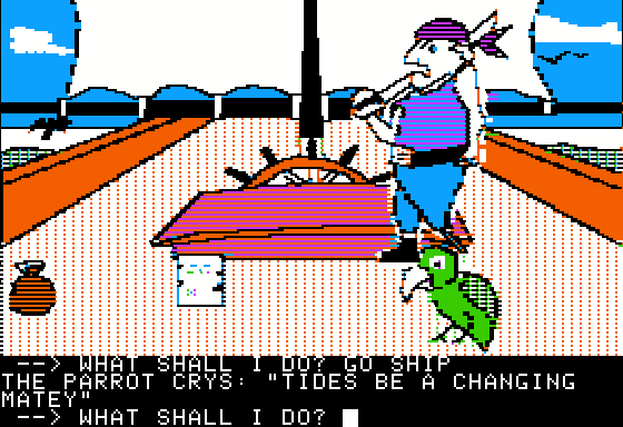 Scott Adams' Graphic Adventure #2: Pirate Adventure (Apple II) screenshot: Awwrrr...