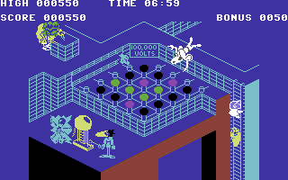 Danger Mouse in Double Trouble (Commodore 64) screenshot: Level 3, press the buttons at the right moment