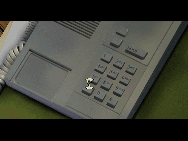 Phantasmagoria: A Puzzle of Flesh (DOS) screenshot: Use the phone to dial extensions and call your colleagues