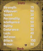 The Elder Scrolls Travels: Shadowkey (N-Gage) screenshot: Statistics
