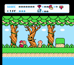 Don Doko Don 2 (NES) screenshot: Pick an enemy up and toss it at others