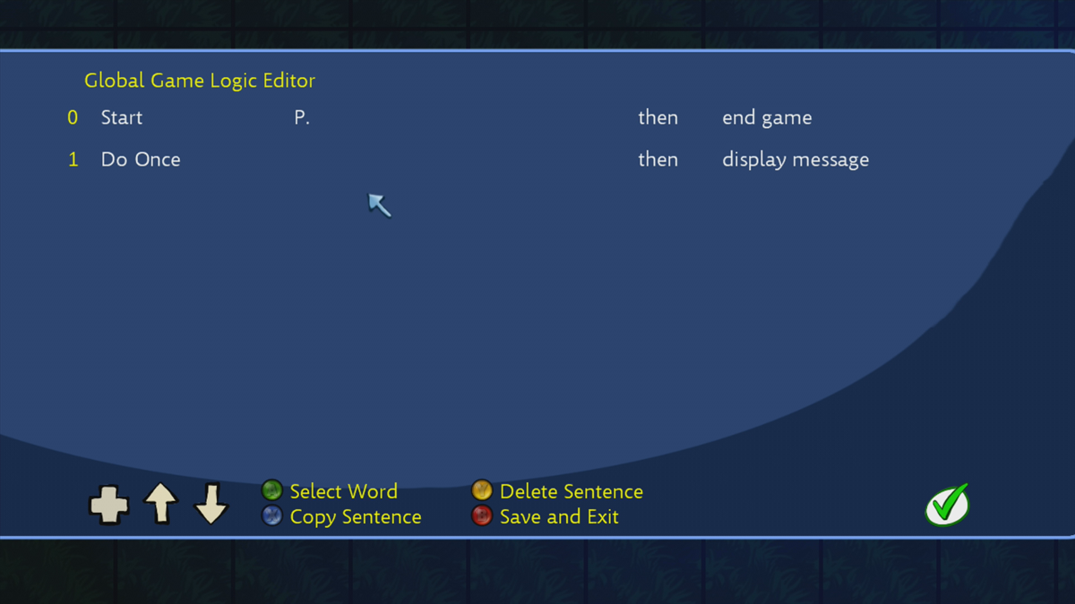 Venatio Creo (Xbox 360) screenshot: Game logic editor (Trial version)
