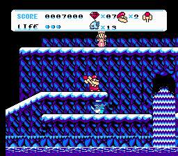 Don Doko Don 2 (NES) screenshot: Inside an ice cave