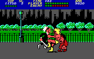 Bad Street Brawler (DOS) screenshot: Hey, that's no way to treat a senior citizen!