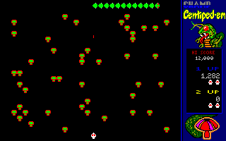 Champ Centiped-em (DOS) screenshot: Starting a new game.