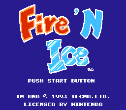 Fire 'n Ice (NES) screenshot: Title screen