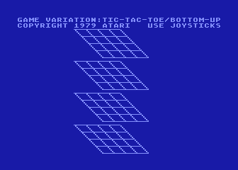 3-D Tic-Tac-Toe (Atari 8-bit) screenshot: Select what variation to play. Tic-Tac-Toe or Bottoms Up