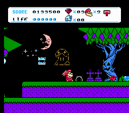 Don Doko Don 2 (NES) screenshot: The graveyard