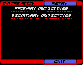Gender Wars (DOS) screenshot: Objectives screen