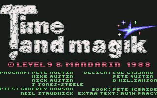 Time and Magik: The Trilogy (Commodore 64) screenshot: Title screen and credits #2 (disk)