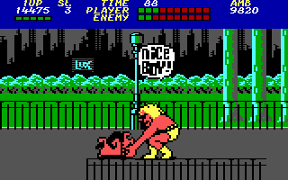 Bad Street Brawler (DOS) screenshot: Tickle the dog to defeat it