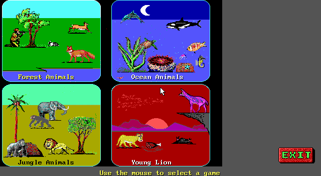 Animal Quest (DOS) screenshot: Episode selection