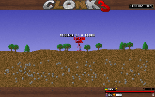 Clonk 3: Radikal (DOS) screenshot: Here I am, starting the tutorial.