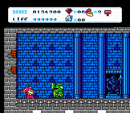 Don Doko Don 2 (NES) screenshot: Inside a building at last