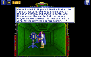 Captain Bible in Dome of Darkness (Special Edition) (DOS) screenshot: Storing a verse.