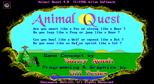 Animal Quest (DOS) screenshot: Title screen