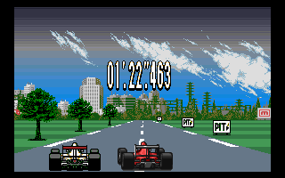 F17 Challenge (Amiga) screenshot: Canada - time of recently finished lap