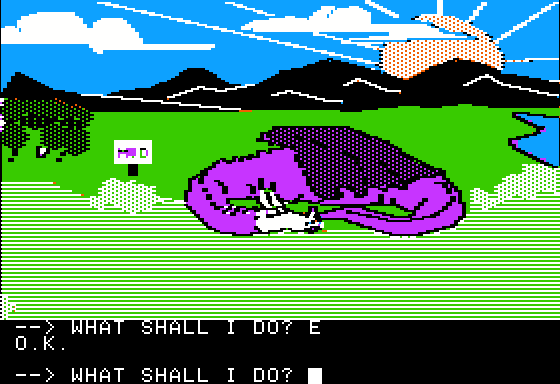 Scott Adams' Graphic Adventure #1: Adventureland (Apple II) screenshot: Sleeping beauty