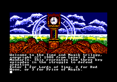 Time and Magik: The Trilogy (Amstrad CPC) screenshot: Chapter selection
