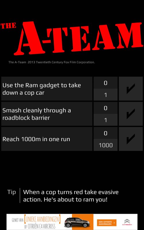 Smash Bandits (Android) screenshot: Progress for the A-Team objectives